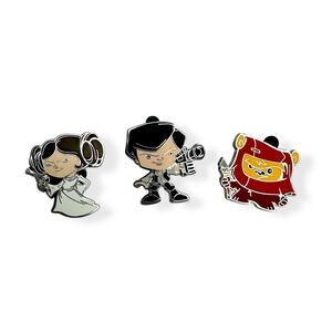 Star Wars "Cute" Styled Authentic Disney Trading Pin‎ Set 3 Total Pins Lot